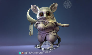 Bush Baby Monk Miniature | Tabletop RPG Miniature | Pepunki Creatures | Roleplaying 3D Printed Fantasy Mini - 3DPrintDen