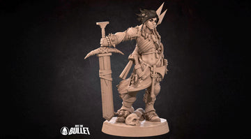 Female Barbarian Miniature | Tabletop RPG Miniature | Bite the Bullet | Roleplaying 3D Printed Fantasy Mini - 3DPrintDen