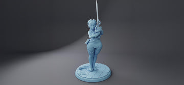 Female Fencer Miniature, Kesselle | Twin Goddess Miniatures | Tabletop RPG Miniature | Roleplaying 3D Printed Fantasy Mini - 3DPrintDen