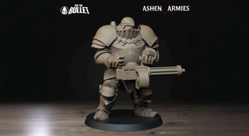 Heavy Infantry Miniature, Machine Gun | Tabletop RPG Miniature | Bite the Bullet | Roleplaying 3D Printed Fantasy Mini - 3DPrintDen