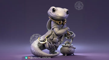 Salamander Druid Miniature | Tabletop RPG Miniature | Pepunki Creatures | Roleplaying 3D Printed Fantasy Mini - 3DPrintDen