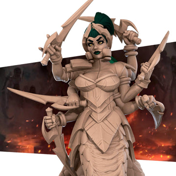 Female Marilith Miniature, Meredith | Tabletop RPG Miniature | Bite the Bullet | Roleplaying 3D Printed Fantasy Mini - 3DPrintDen
