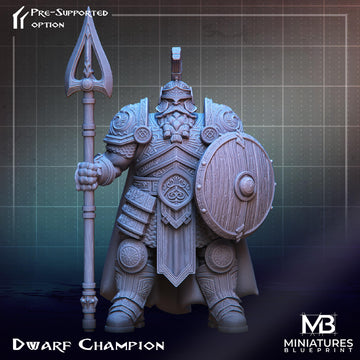 Dwarf Guardian Miniature | Tabletop RPG Miniature | Miniatures Blueprint | Roleplaying 3D Printed Fantasy Mini - 3DPrintDen