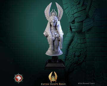 Female Pharaoh Bust | Tabletop RPG Miniature | White Werewolf Tavern | Roleplaying 3D Printed Fantasy Mini - 3DPrintDen
