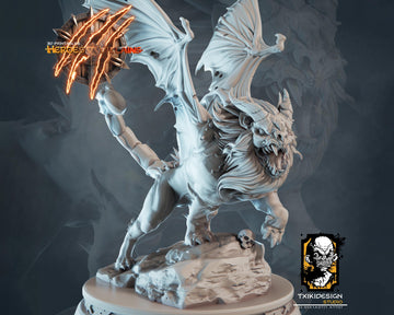 Manticore Miniature | Tabletop RPG Miniature | Javier Txiki Tejedor | Roleplaying 3D Printed Fantasy Mini - 3DPrintDen