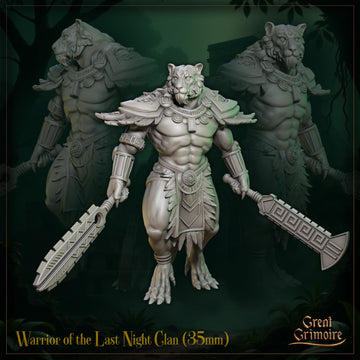 Warrior of the Last Night Clan Miniature | Tabletop RPG Miniature | Great Grimoire | Roleplaying 3D Printed Fantasy Mini - 3DPrintDen