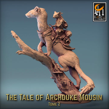Weasel Mount Mouse Rider Miniature | Tabletop RPG Miniature | Rescale Miniature | Roleplaying 3D Printed Fantasy Mini - 3DPrintDen