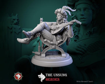 Bard Miniature, Fiddlefoot | Tabletop RPG Miniature | White Werewolf Tavern | Roleplaying 3D Printed Fantasy Mini - 3DPrintDen