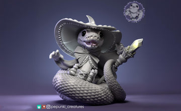 Ball Python Wizard Miniature | Tabletop RPG Miniature | Pepunki Creatures | Roleplaying 3D Printed Fantasy Mini - 3DPrintDen