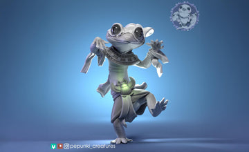 Gecko Mummy Miniature | Tabletop RPG Miniature | Pepunki Creatures | Roleplaying 3D Printed Fantasy Mini - 3DPrintDen