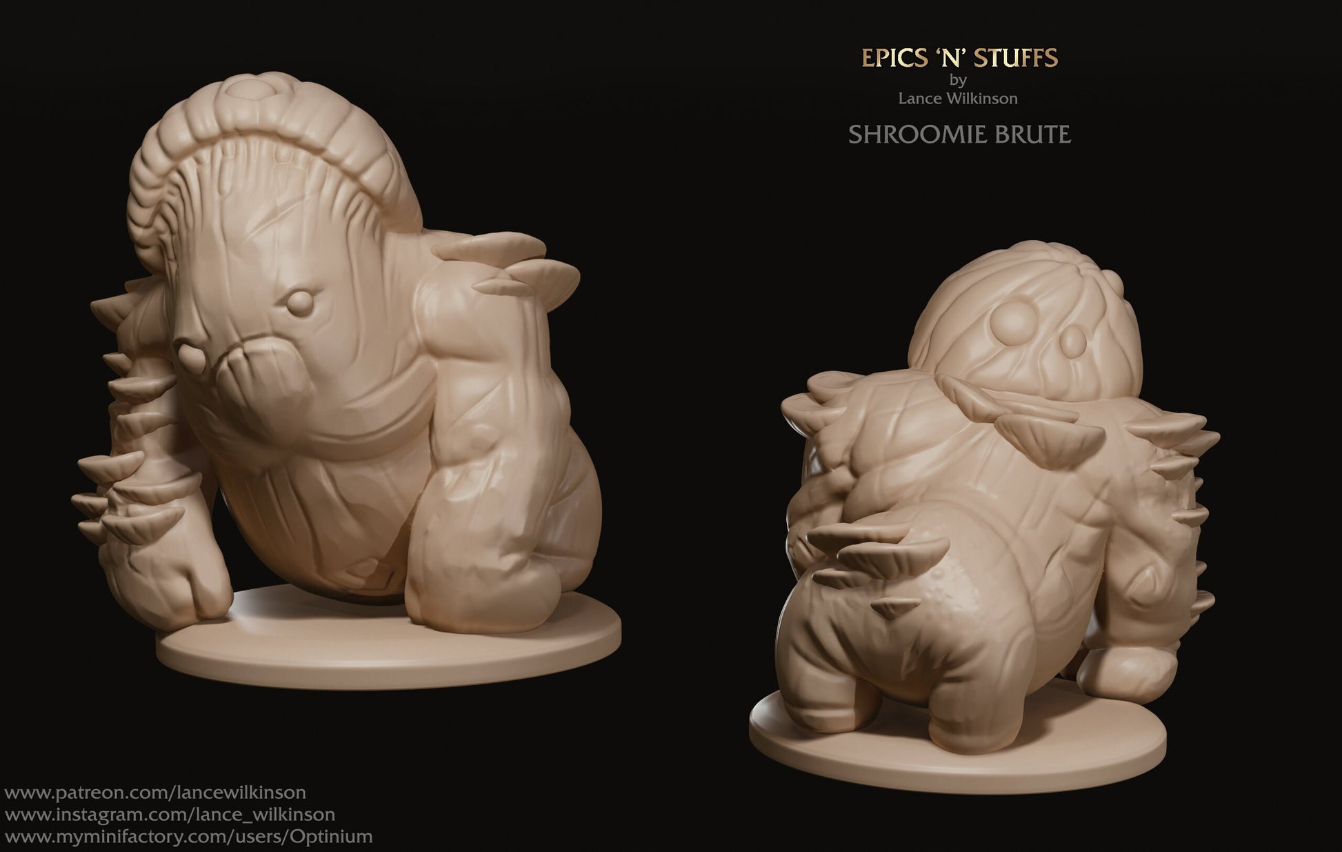 Shroomie Brute | Tabletop RPG Miniature | Epic 'N' Stuff | Roleplaying 3D Printed Fantasy Mini - 3DPrintDen