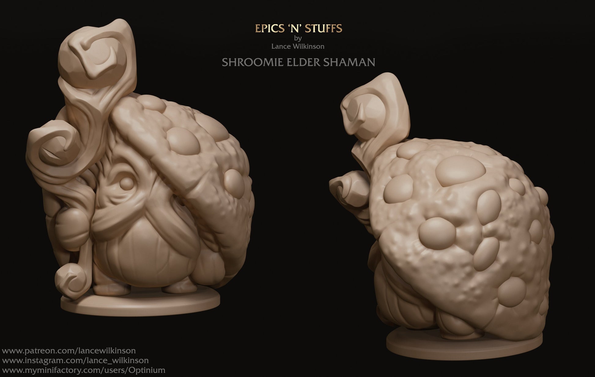 Shroomie Elder Shaman | Tabletop RPG Miniature | Epic 'N' Stuff | Roleplaying 3D Printed Fantasy Mini - 3DPrintDen