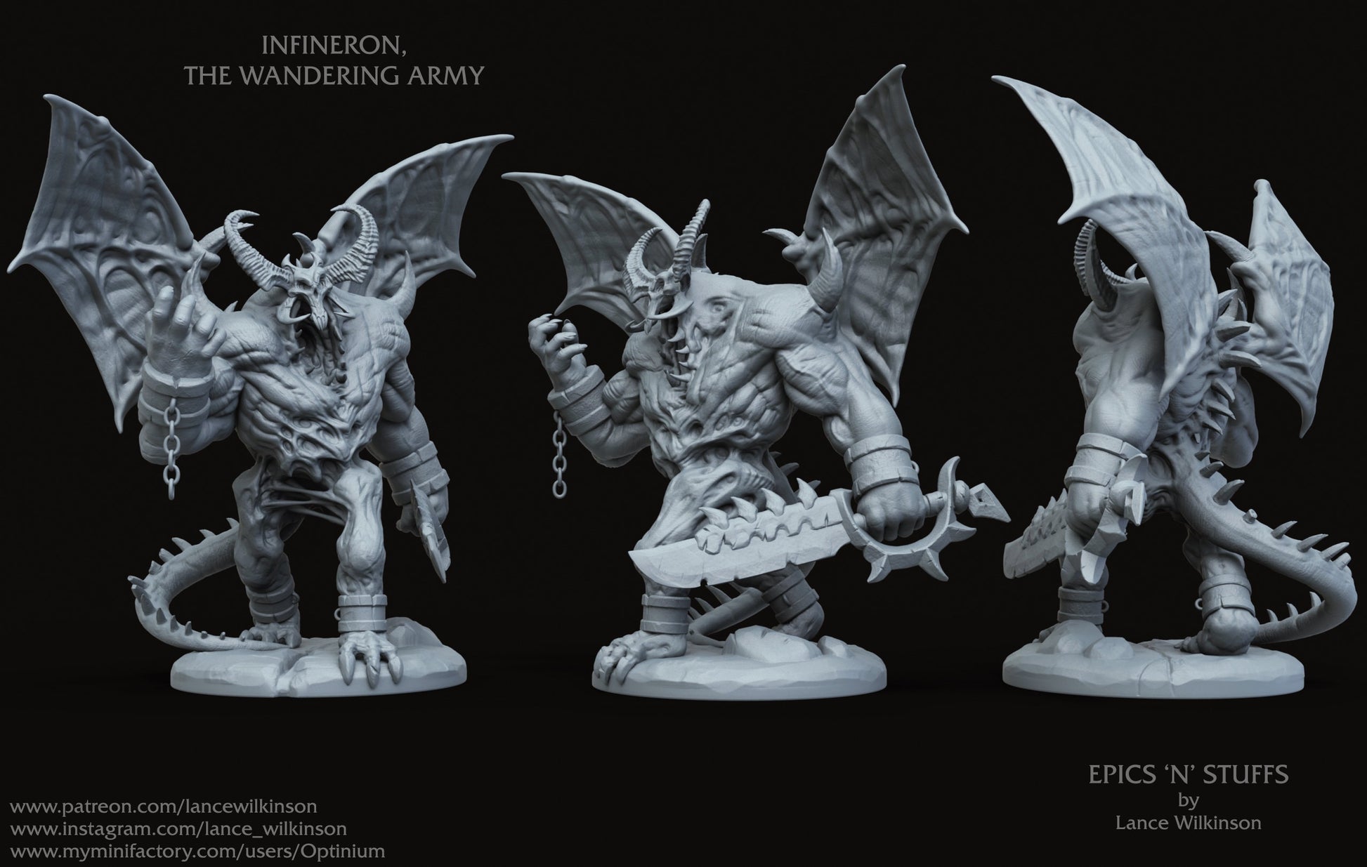 Inferion, The Wandering Army | Tabletop RPG Miniature | Epic 'N' Stuff | Roleplaying 3D Printed Fantasy Mini - 3DPrintDen