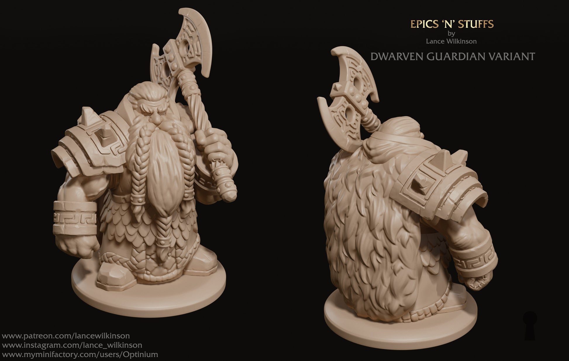 Dwarven Guardian | Tabletop RPG Miniature | Epic 'N' Stuff | Roleplaying 3D Printed Fantasy Mini - 3DPrintDen