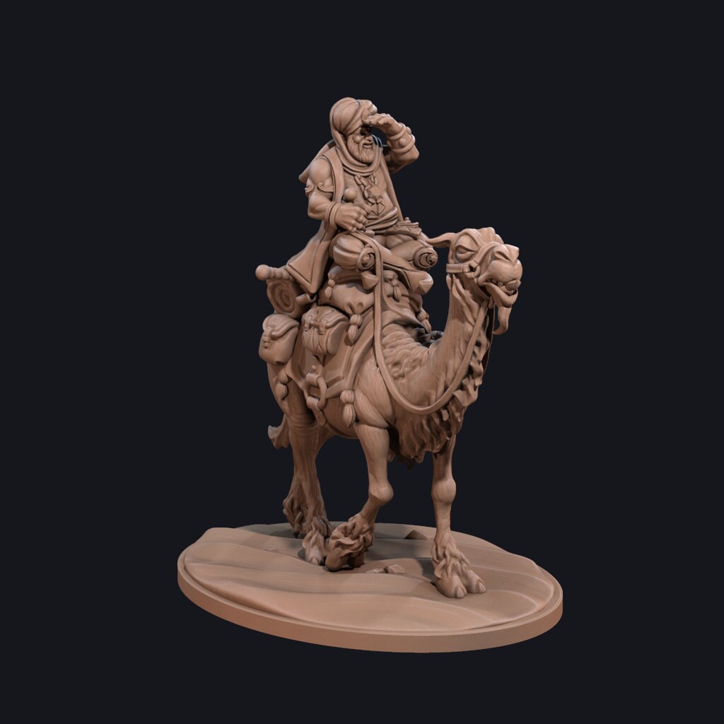 Camel Mount Miniature, Rose | Tabletop RPG Miniature | Dragon Trappers Lodge | Roleplaying 3D Printed Fantasy Mini - 3DPrintDen