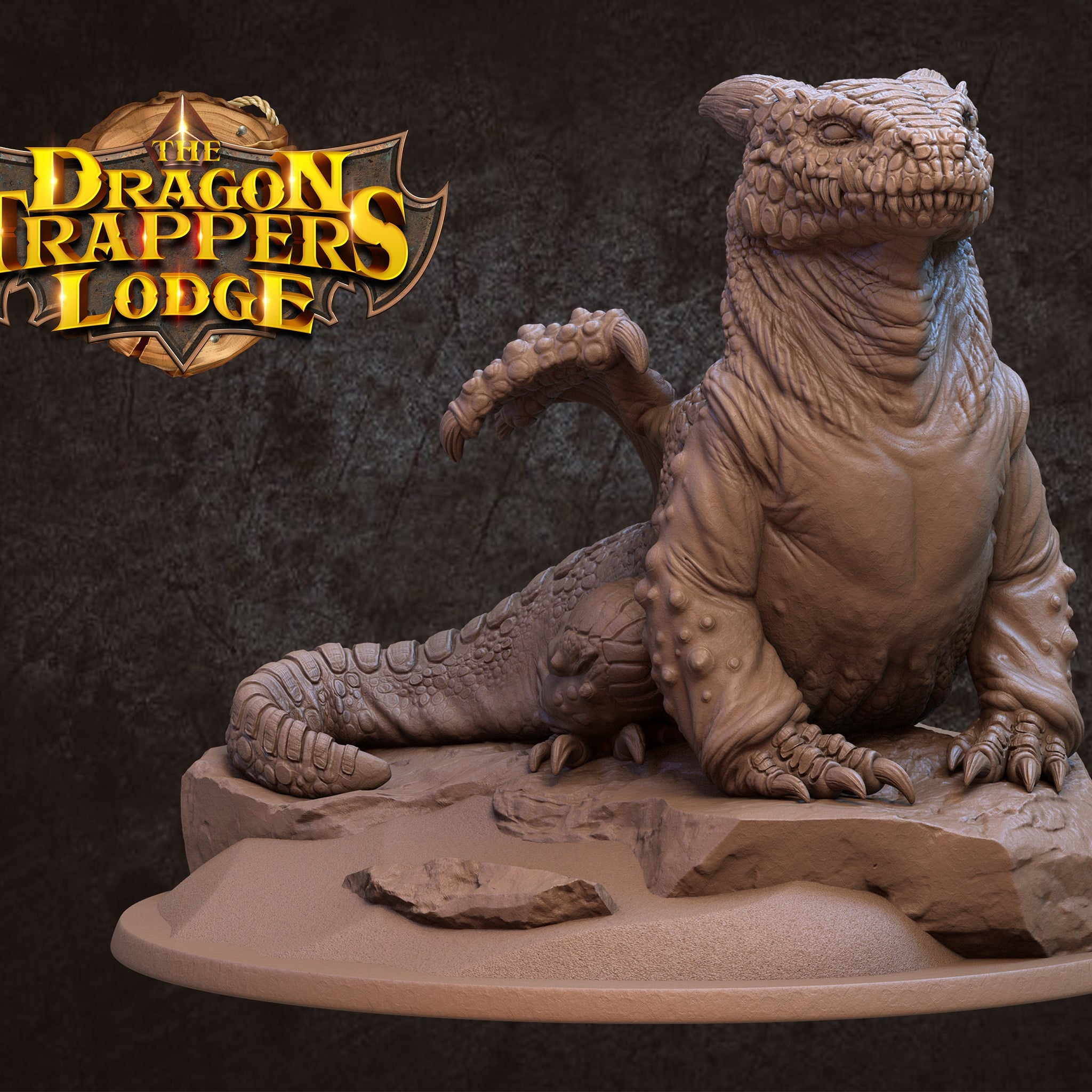 Desert Dragon Miniature | Tabletop RPG Miniature | Dragon Trappers Lodge | Roleplaying 3D Printed Fantasy Mini - 3DPrintDen