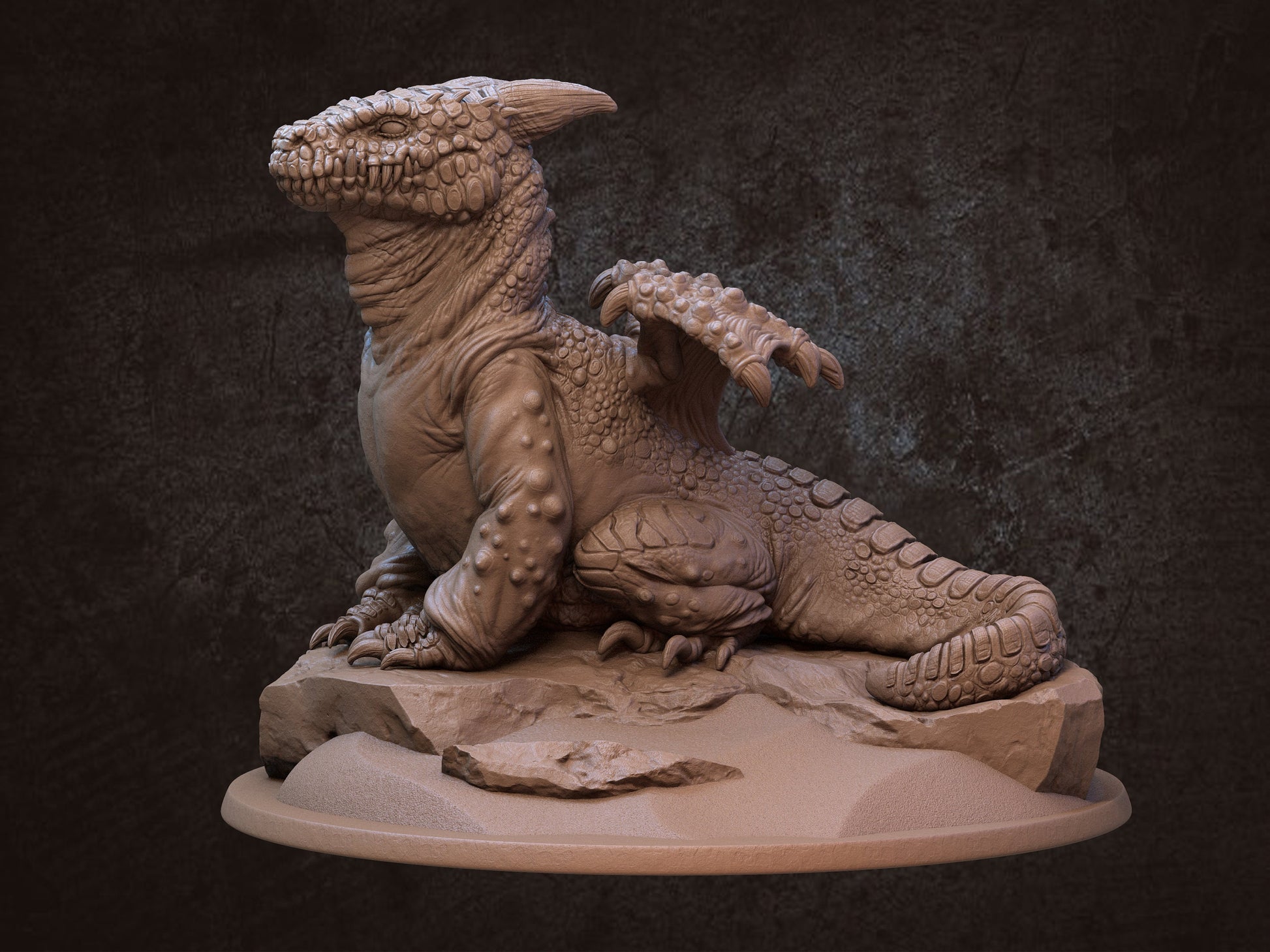 Desert Dragon Miniature | Tabletop RPG Miniature | Dragon Trappers Lodge | Roleplaying 3D Printed Fantasy Mini - 3DPrintDen