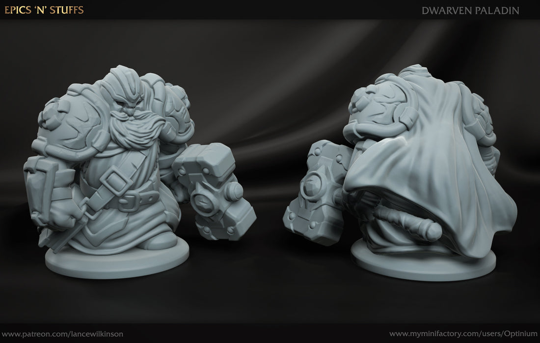 Dwarven Paladin | Tabletop RPG Miniature | Epic 'N' Stuff | Roleplaying 3D Printed Fantasy Mini - 3DPrintDen