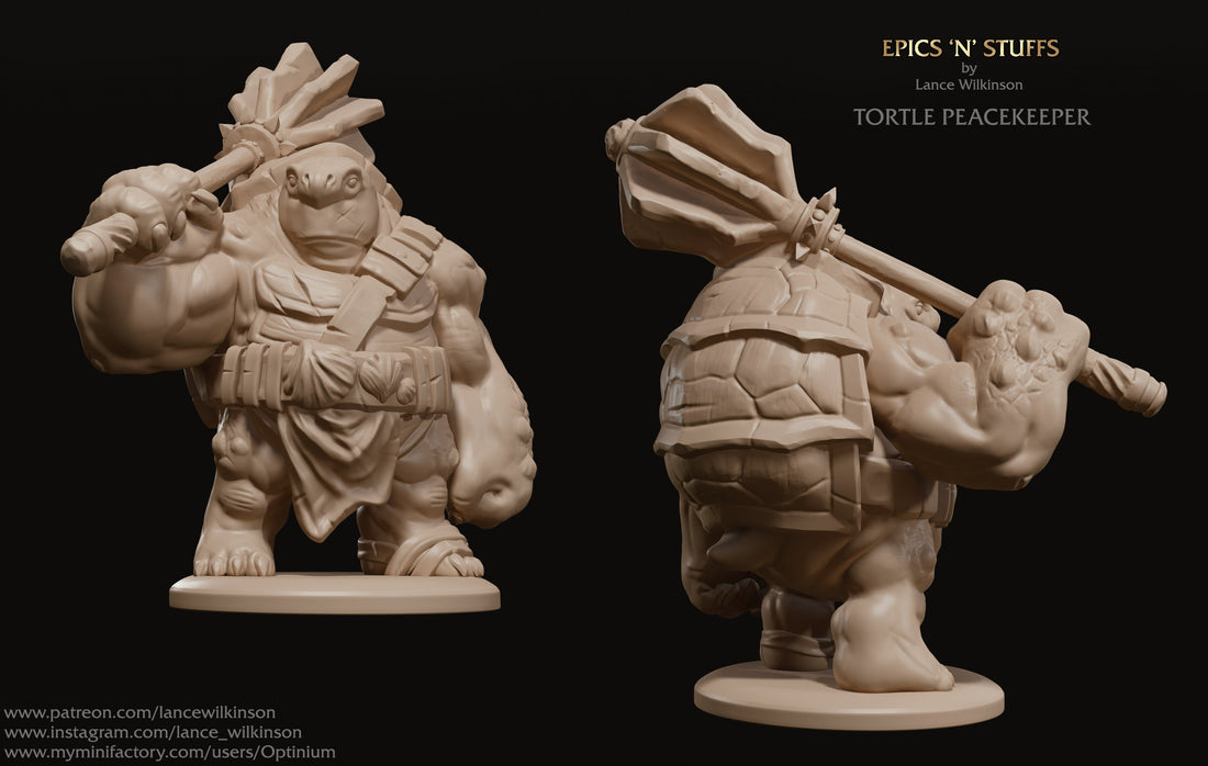 Tortle Peacekeeper Miniature | Tabletop RPG Miniature | Epic 'N' Stuff | Roleplaying 3D Printed Fantasy Mini - 3DPrintDen