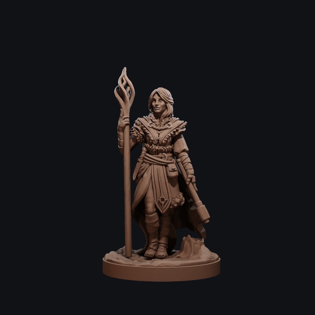 Female Wizard Miniature, Elena Disciple of the North | Tabletop RPG Miniature | Dragon Trappers Lodge | Roleplaying 3D Printed Fantasy Mini - 3DPrintDen