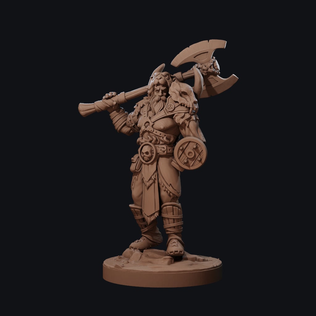 Barbarian Miniature, Vaultamir | Tabletop RPG Miniature | Dragon Trappers Lodge | Roleplaying 3D Printed Fantasy Mini - 3DPrintDen