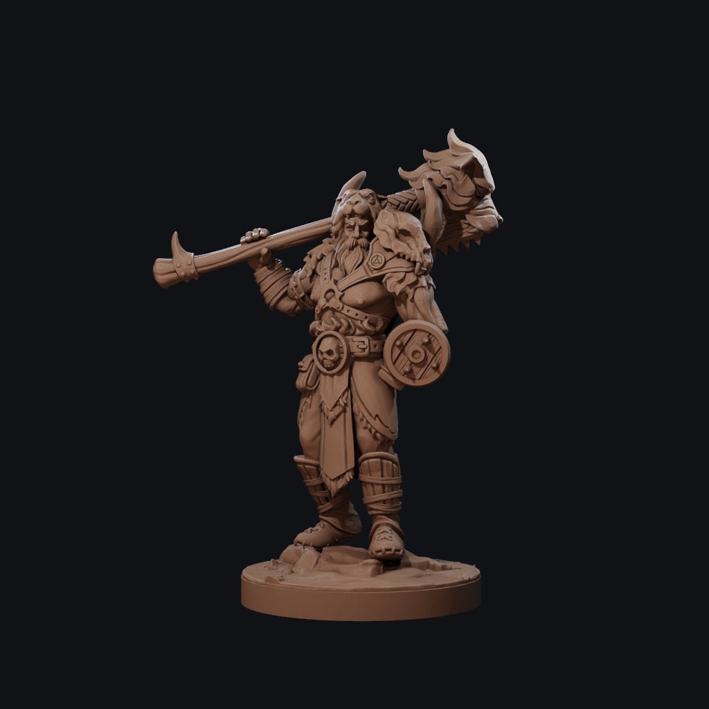 Barbarian Miniature, Vaultamir | Tabletop RPG Miniature | Dragon Trappers Lodge | Roleplaying 3D Printed Fantasy Mini - 3DPrintDen