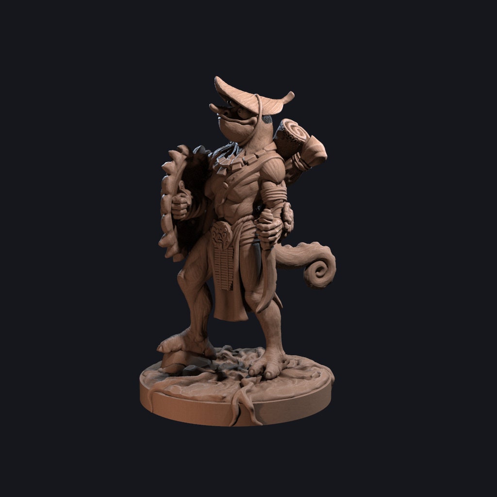 Chameleon Rogue Miniature, Xuchatla | Tabletop RPG Miniature | Dragon Trappers Lodge | Roleplaying 3D Printed Fantasy Mini - 3DPrintDen