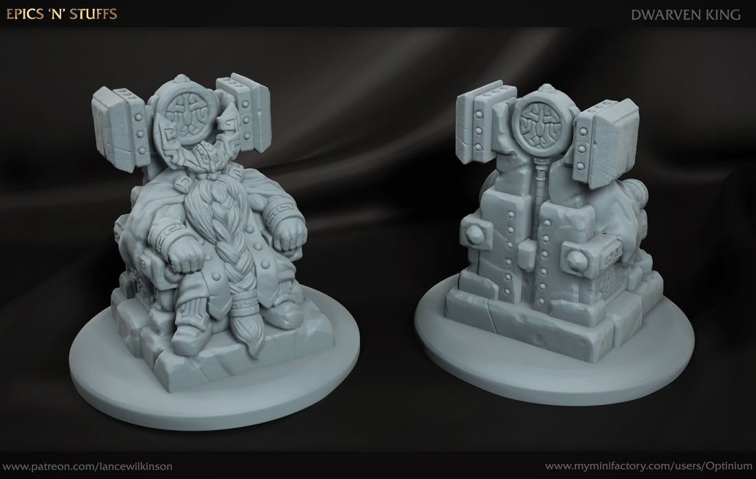 Dwarven King | Tabletop RPG Miniature | Epic 'N' Stuff | Roleplaying 3D Printed Fantasy Mini - 3DPrintDen