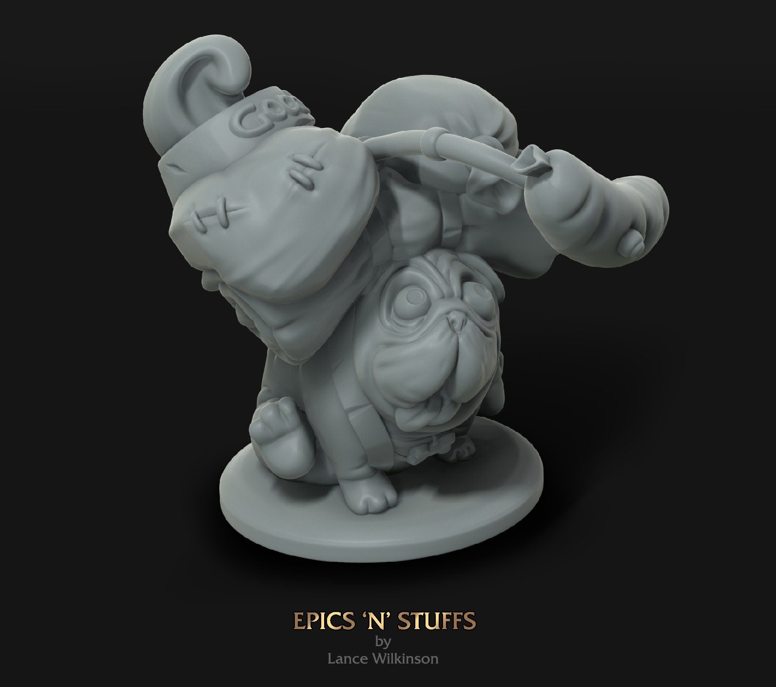 Pug Companion | Tabletop RPG Miniature | Epic 'N' Stuff | Roleplaying 3D Printed Fantasy Mini - 3DPrintDen