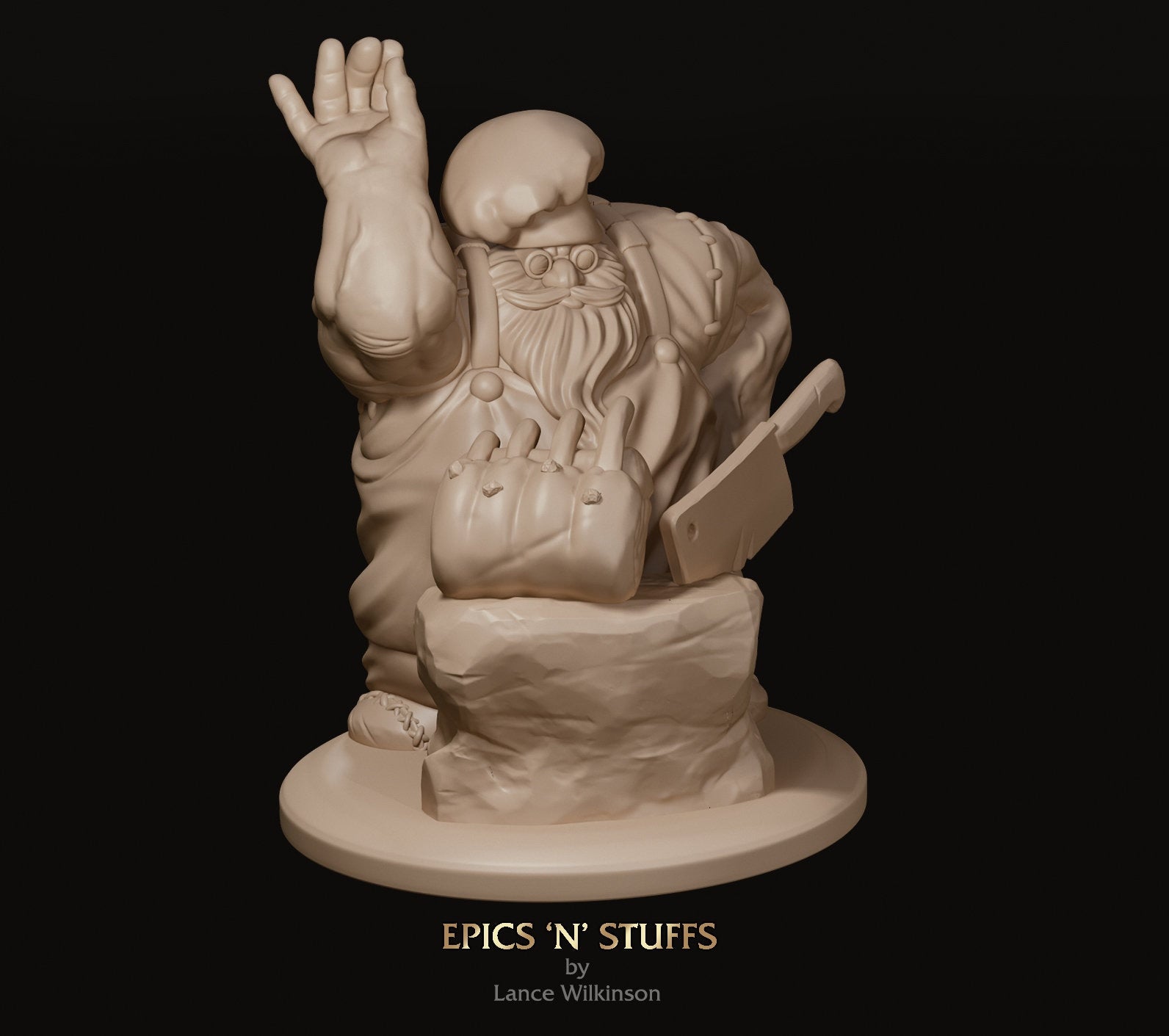 Dwarven Chef | Tabletop RPG Miniature | Epic 'N' Stuff | Roleplaying 3D Printed Fantasy Mini - 3DPrintDen