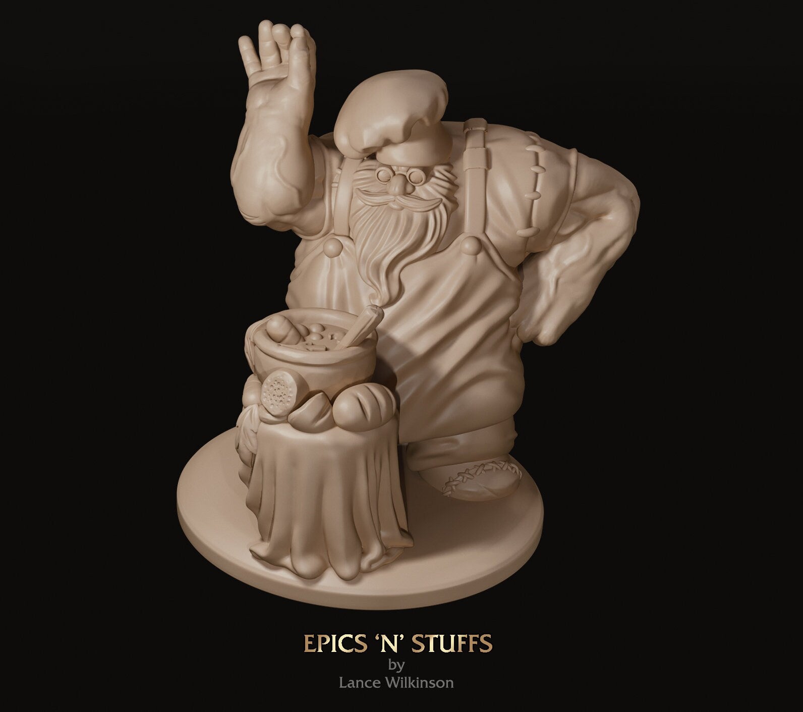 Dwarven Chef | Tabletop RPG Miniature | Epic 'N' Stuff | Roleplaying 3D Printed Fantasy Mini - 3DPrintDen