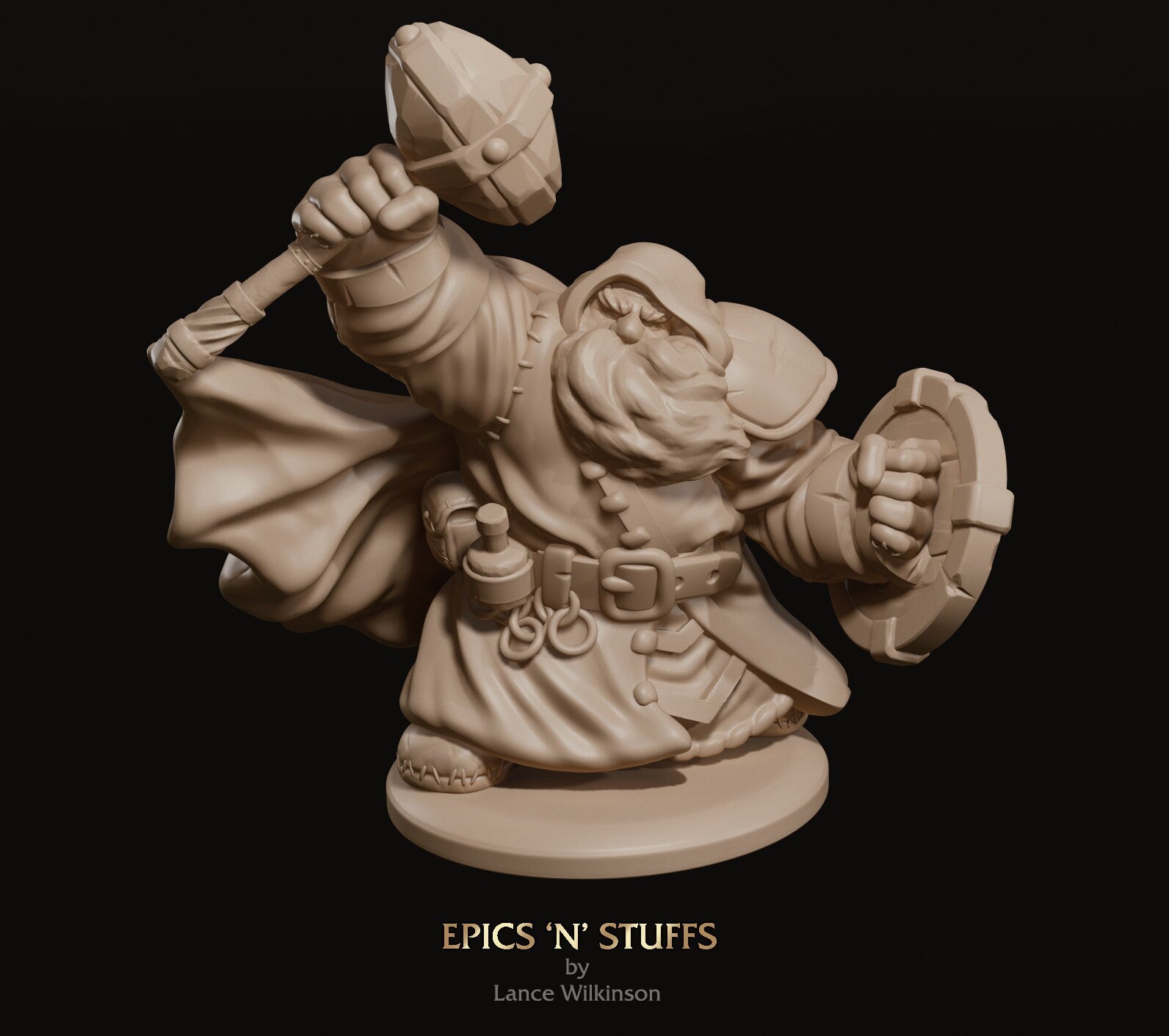 Dwarven Cleric | Tabletop RPG Miniature | Epic 'N' Stuff | Roleplaying 3D Printed Fantasy Mini - 3DPrintDen