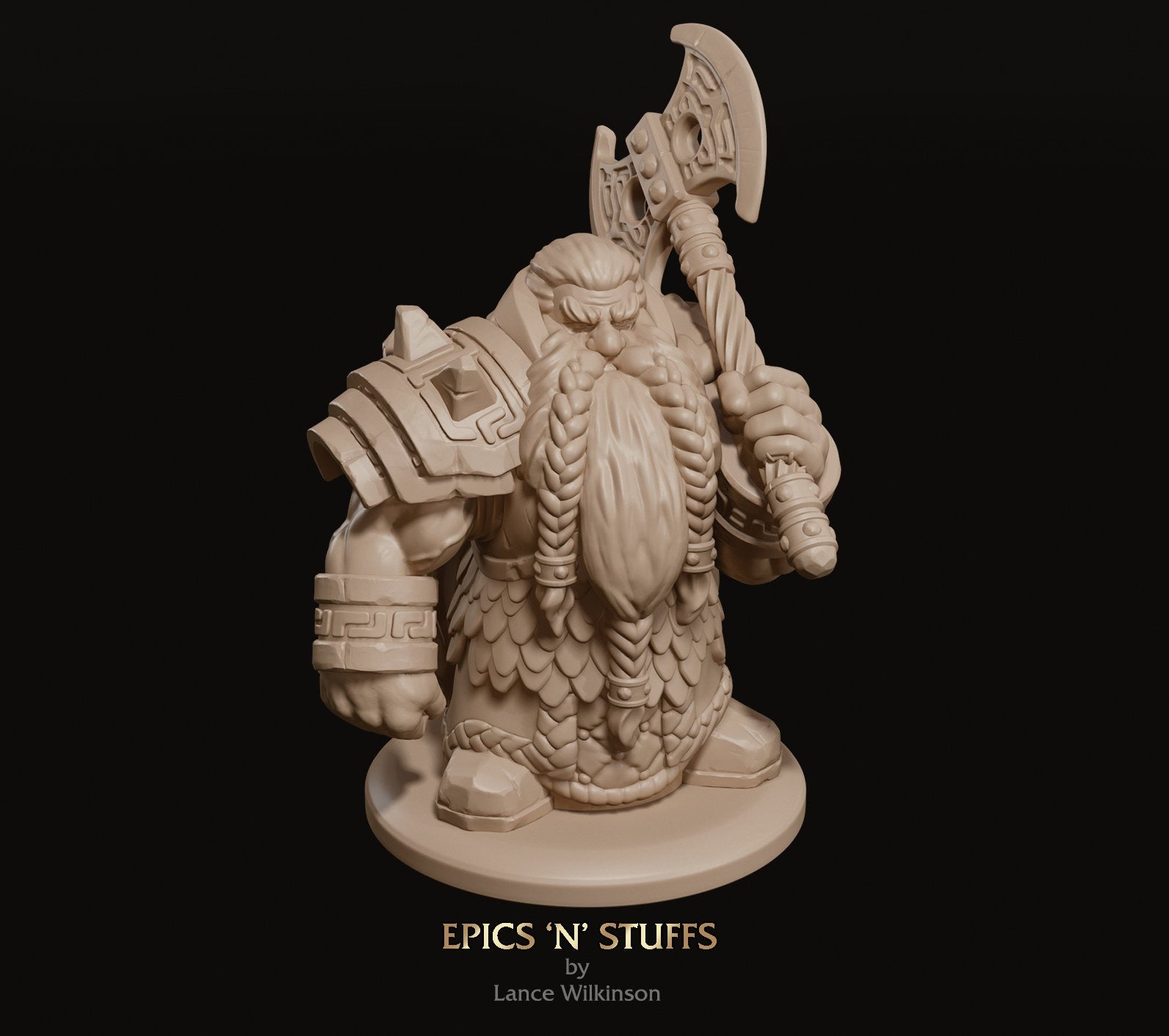 Dwarven Guardian | Tabletop RPG Miniature | Epic 'N' Stuff | Roleplaying 3D Printed Fantasy Mini - 3DPrintDen