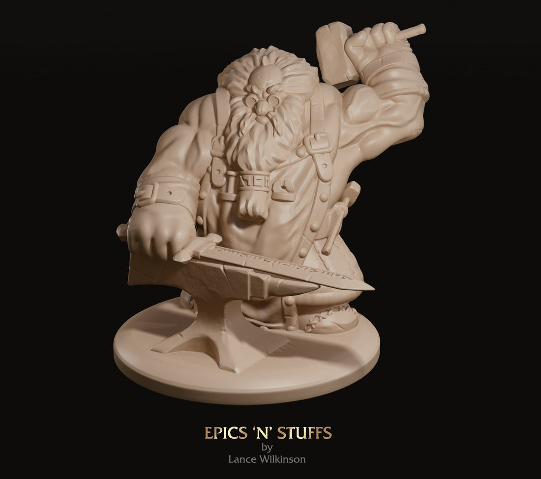 Dwarven Smith | Tabletop RPG Miniature | Epic 'N' Stuff | Roleplaying 3D Printed Fantasy Mini - 3DPrintDen