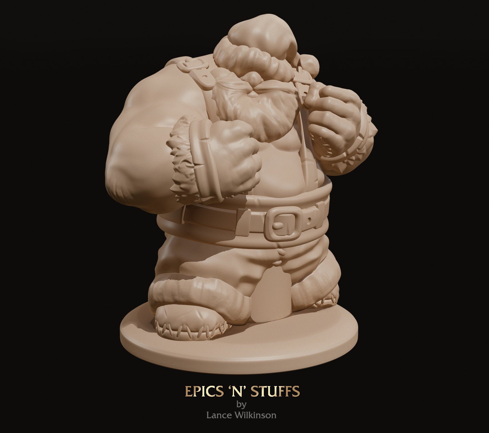 Dwarven Santa | Tabletop RPG Miniature | Epic 'N' Stuff | Roleplaying 3D Printed Fantasy Mini - 3DPrintDen