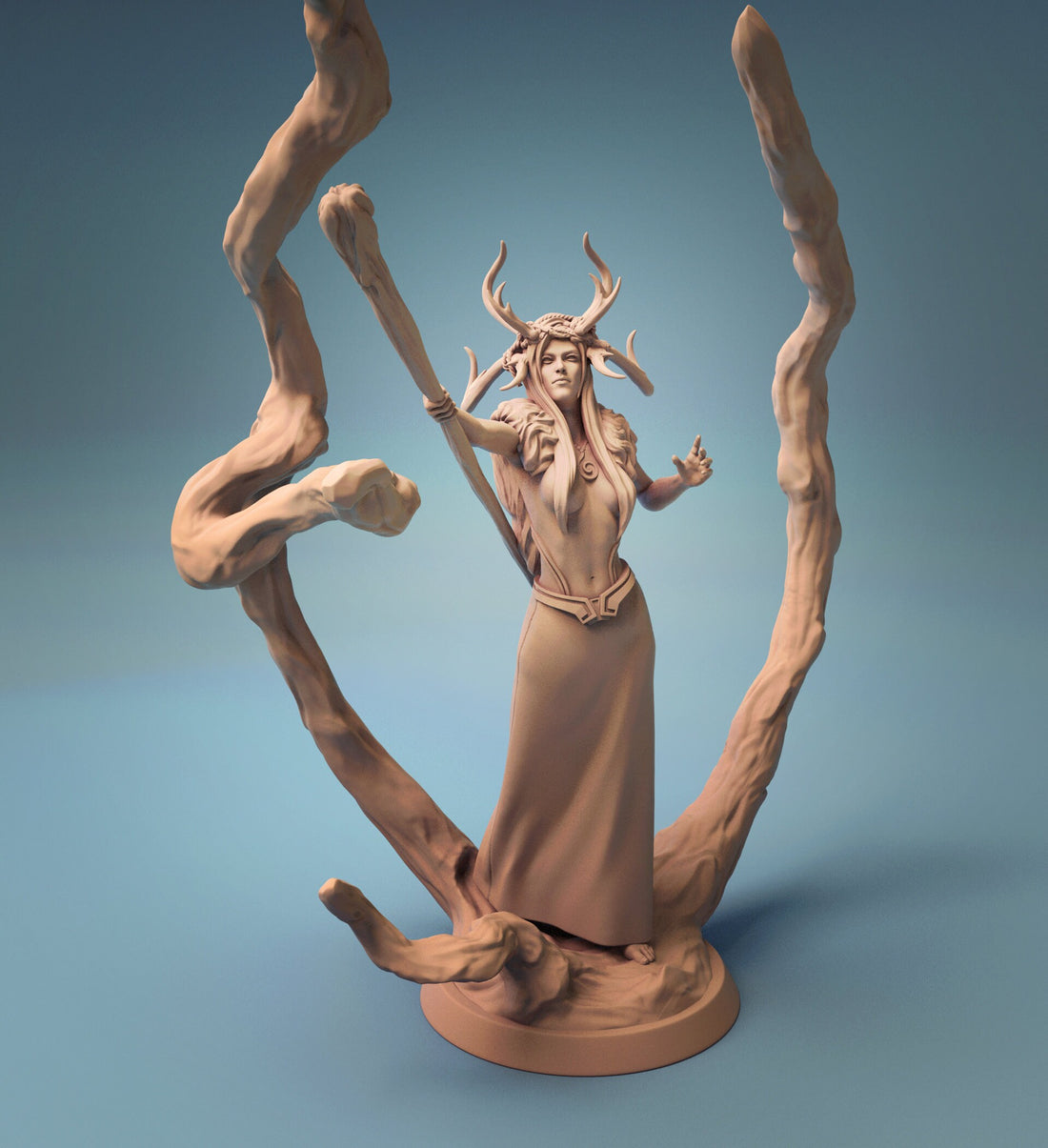 Female Druid Miniature | Tabletop RPG Miniature | Rescale Miniature | Roleplaying 3D Printed Fantasy Mini - 3DPrintDen