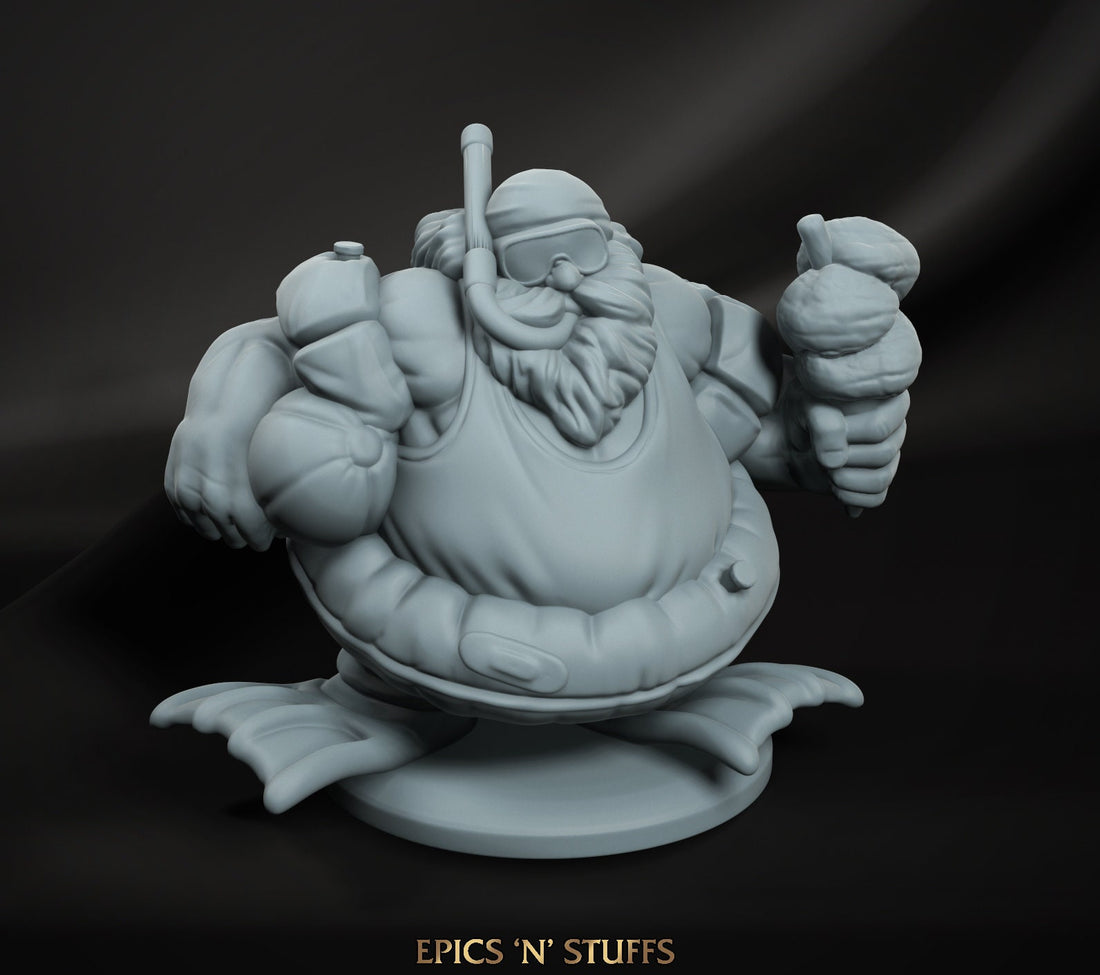 Beach Holiday Dwarf | Tabletop RPG Miniature | Epic 'N' Stuff | Roleplaying 3D Printed Fantasy Mini - 3DPrintDen