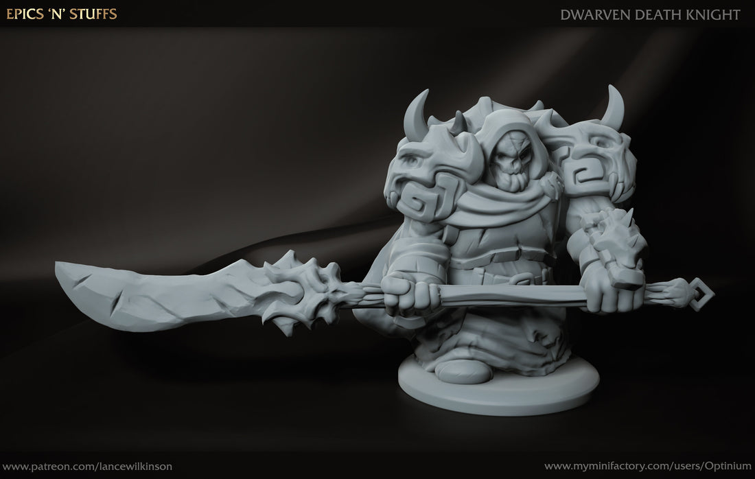 Dwarven Death Knight | Tabletop RPG Miniature | Epic 'N' Stuff | Roleplaying 3D Printed Fantasy Mini - 3DPrintDen