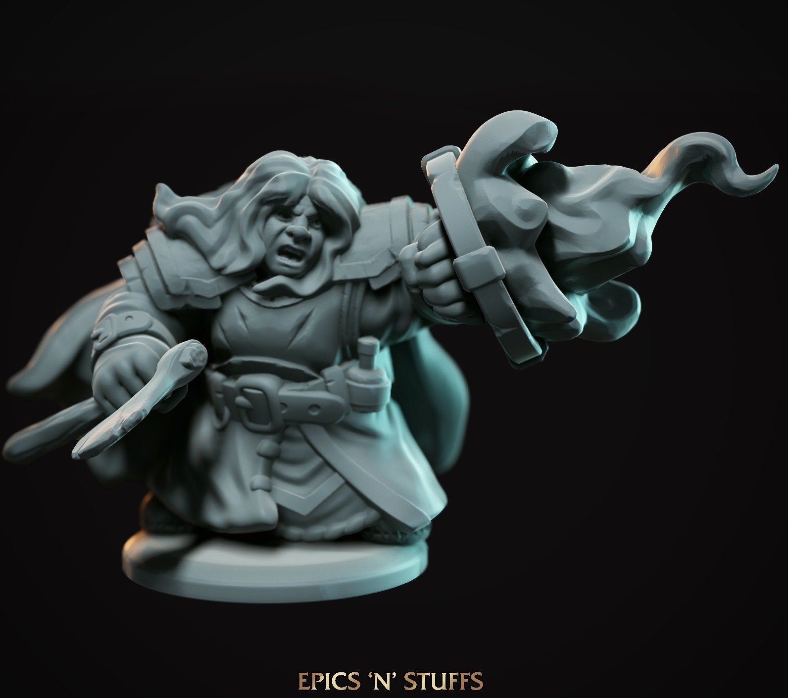 Dwarven Female Tank | Tabletop RPG Miniature | Epic 'N' Stuff | Roleplaying 3D Printed Fantasy Mini - 3DPrintDen