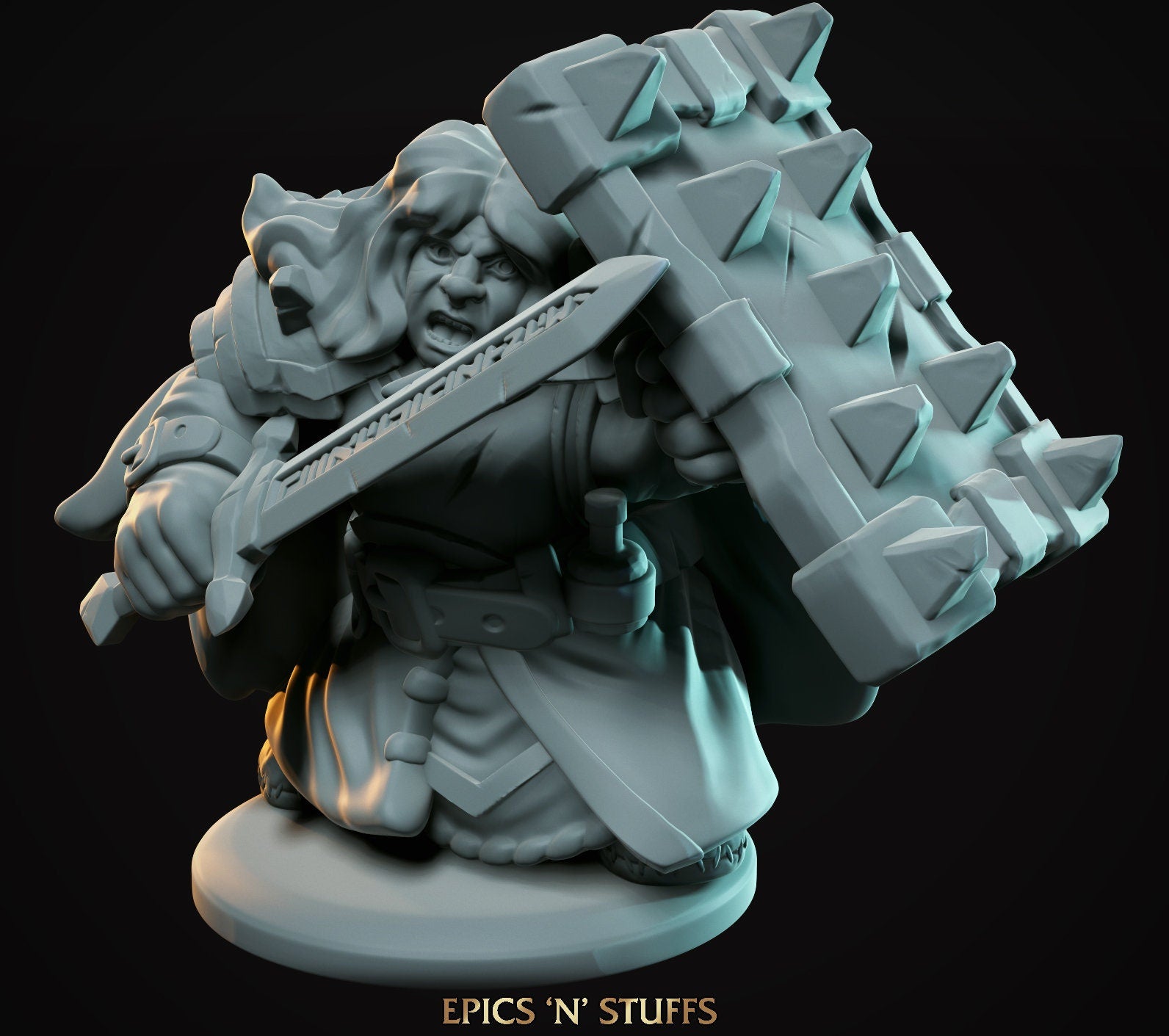 Dwarven Female Tank | Tabletop RPG Miniature | Epic 'N' Stuff | Roleplaying 3D Printed Fantasy Mini - 3DPrintDen