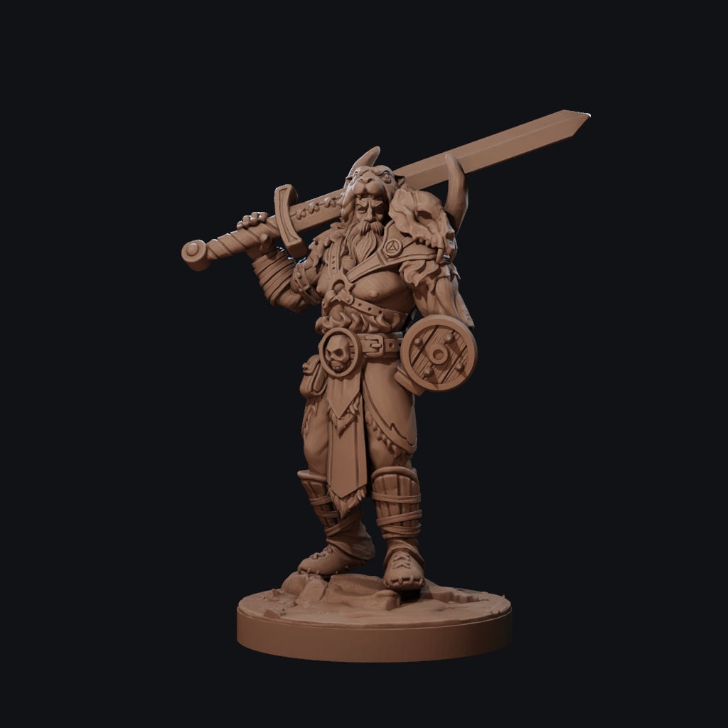 Barbarian Miniature, Vaultamir | Tabletop RPG Miniature | Dragon Trappers Lodge | Roleplaying 3D Printed Fantasy Mini - 3DPrintDen