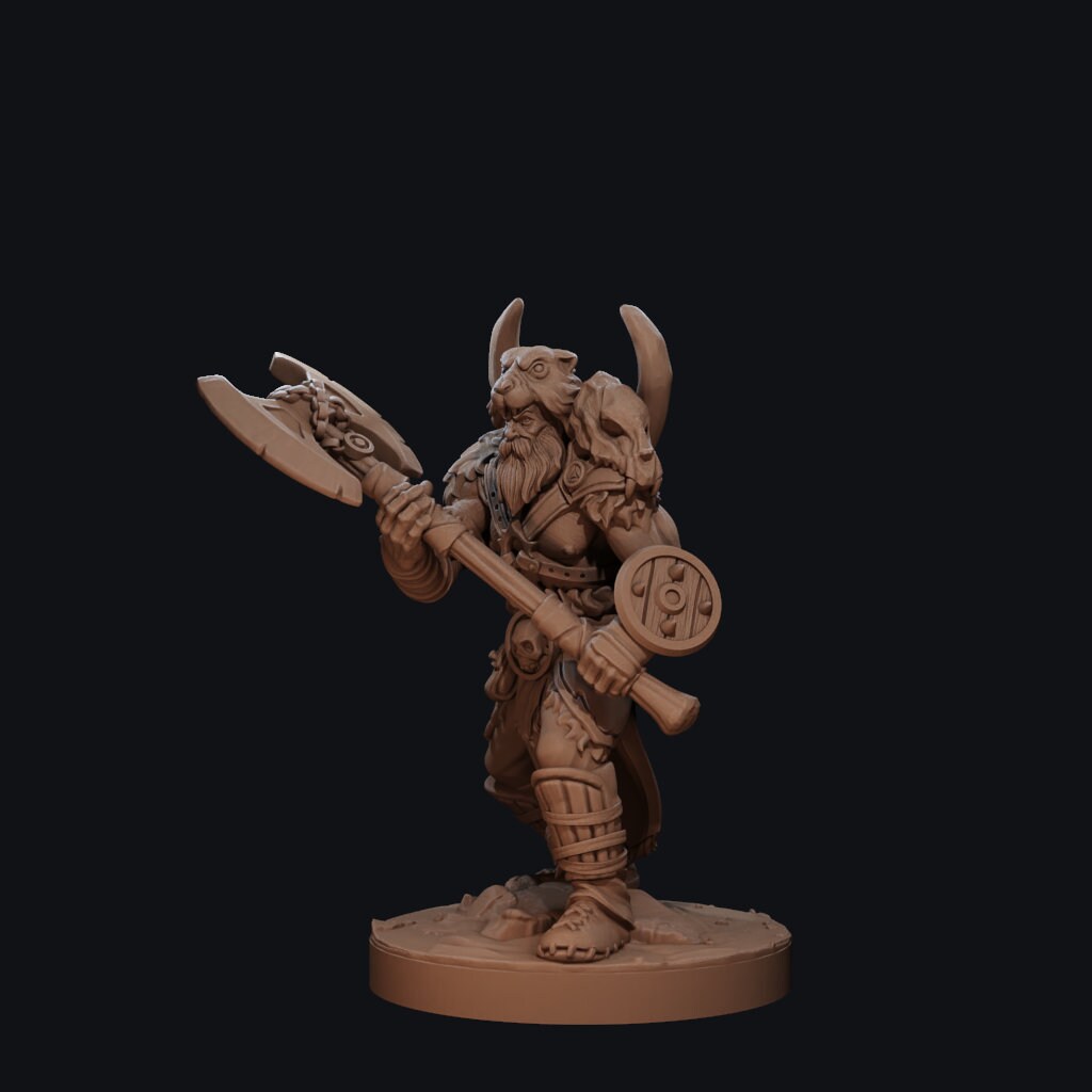 Barbarian Miniature, Vaultamir | Tabletop RPG Miniature | Dragon Trappers Lodge | Roleplaying 3D Printed Fantasy Mini - 3DPrintDen