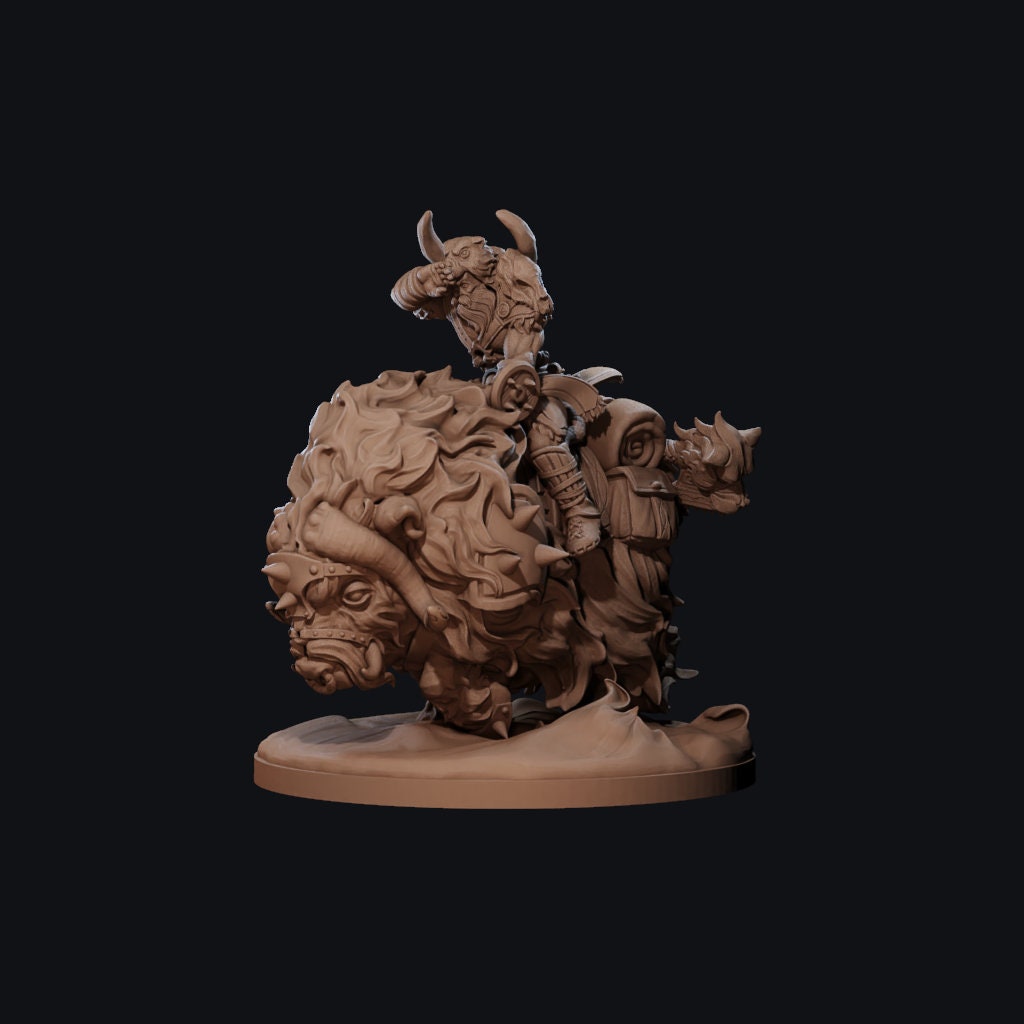 Ox Mount Miniature, Horgarth | Tabletop RPG Miniature | Dragon Trappers Lodge | Roleplaying 3D Printed Fantasy Mini - 3DPrintDen