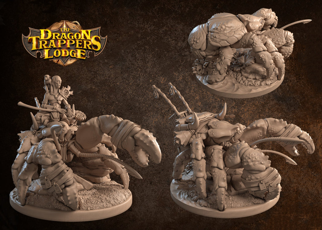 Crab Mount Miniature, Scissorlock | Tabletop RPG Miniature | Dragon Trappers Lodge | Roleplaying 3D Printed Fantasy Mini - 3DPrintDen