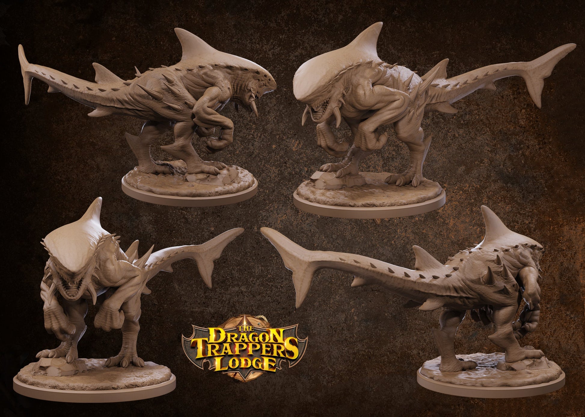 Shark Monster Miniature | Tabletop RPG Miniature | Dragon Trappers Lodge | Roleplaying 3D Printed Fantasy Mini - 3DPrintDen