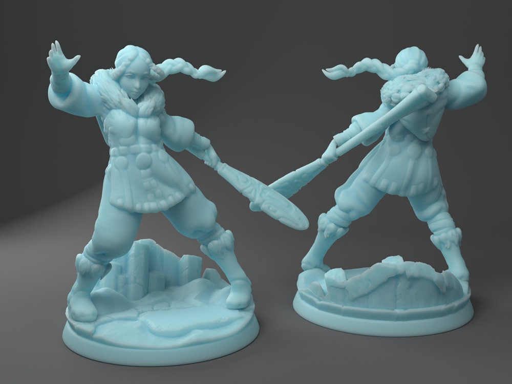 Female Wizard Miniature | Twin Goddess Miniatures | Tabletop RPG Miniature | Roleplaying 3D Printed Fantasy Mini - 3DPrintDen