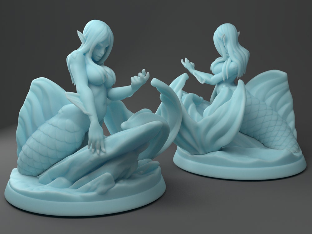 Siren Miniature | Twin Goddess Miniatures | Tabletop RPG Miniature | Roleplaying 3D Printed Fantasy Mini - 3DPrintDen