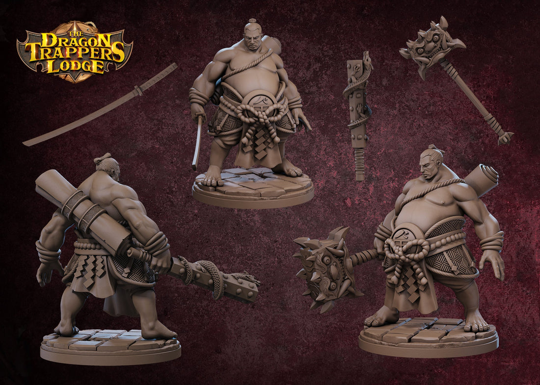 Sumo Fighter Miniature, Takuma | Tabletop RPG Miniature | Dragon Trappers Lodge | Roleplaying 3D Printed Fantasy Mini - 3DPrintDen