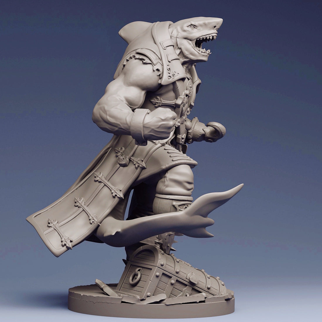 Shark-Man Miniature | Tabletop RPG Miniature | Creature Armory | Roleplaying 3D Printed Fantasy Mini - 3DPrintDen