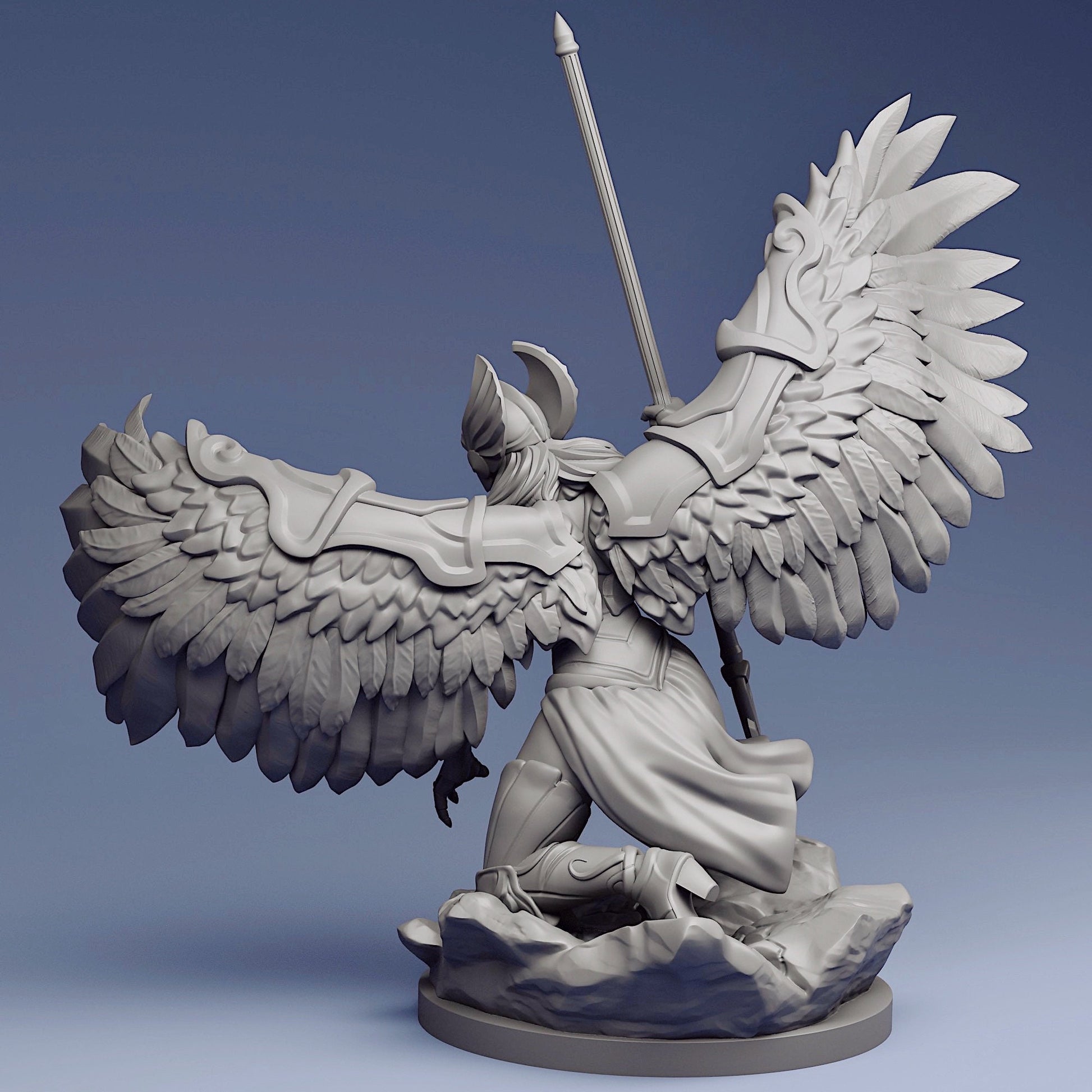 Valkyrie's Revenge Miniature | Tabletop RPG Miniature | Creature Armory | Roleplaying 3D Printed Fantasy Mini - 3DPrintDen